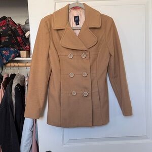 GAP Women's Tan Double-Breasted Peacoat
